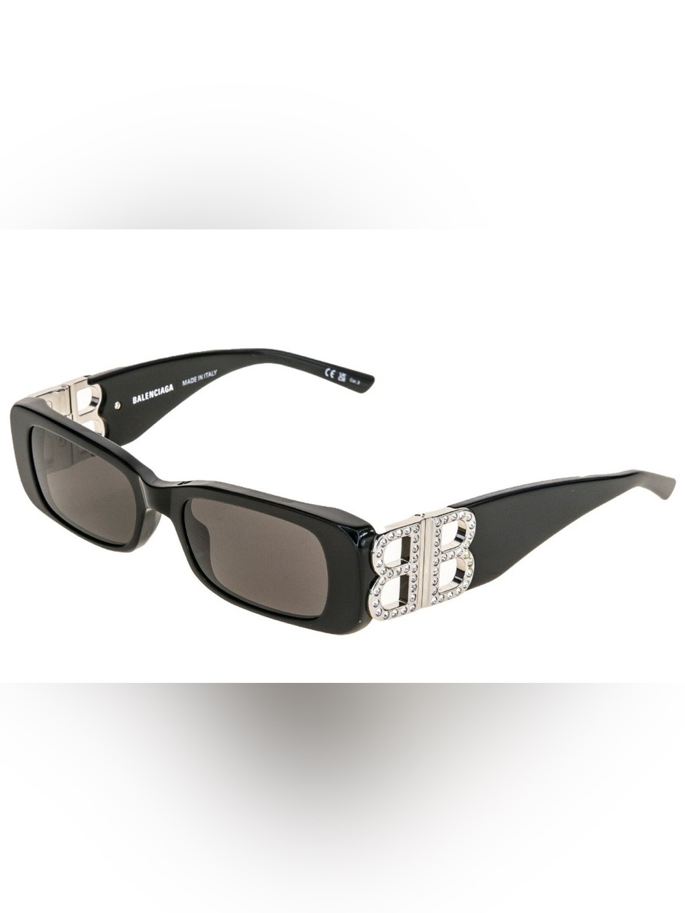 NEW Balenciaga Dynasty Crystal Black Rectangular Sunglasses